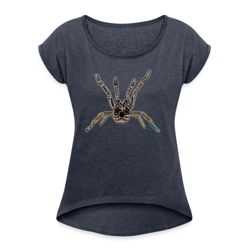 Frauen T-Shirt mit gerollten Ärmeln Pterinochilus murinus tcf - Navy meliert