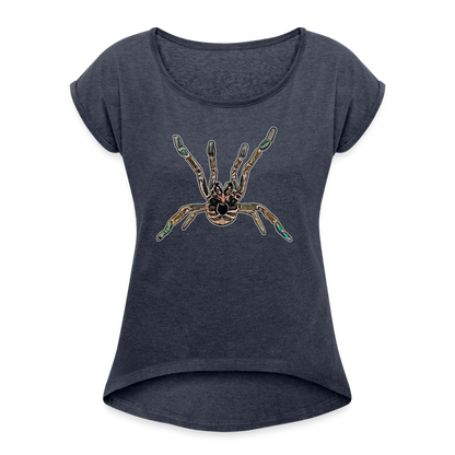 Frauen T-Shirt mit gerollten Ärmeln Pterinochilus murinus tcf - Navy meliert