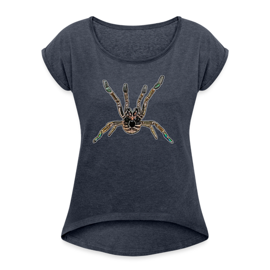 Frauen T-Shirt mit gerollten Ärmeln Pterinochilus murinus tcf - Navy meliert