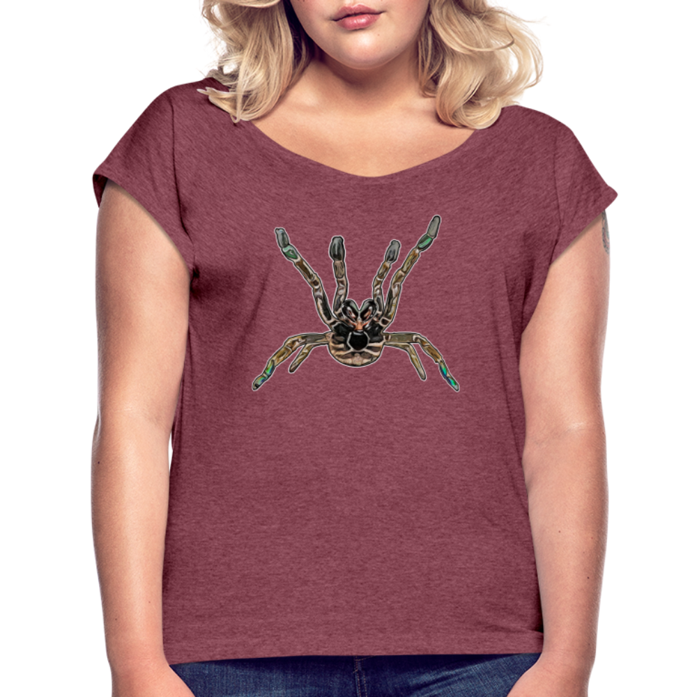 Frauen T-Shirt mit gerollten Ärmeln Pterinochilus murinus tcf - Bordeauxrot meliert