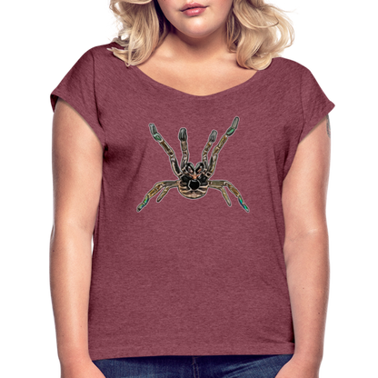 Frauen T-Shirt mit gerollten Ärmeln Pterinochilus murinus tcf - Bordeauxrot meliert