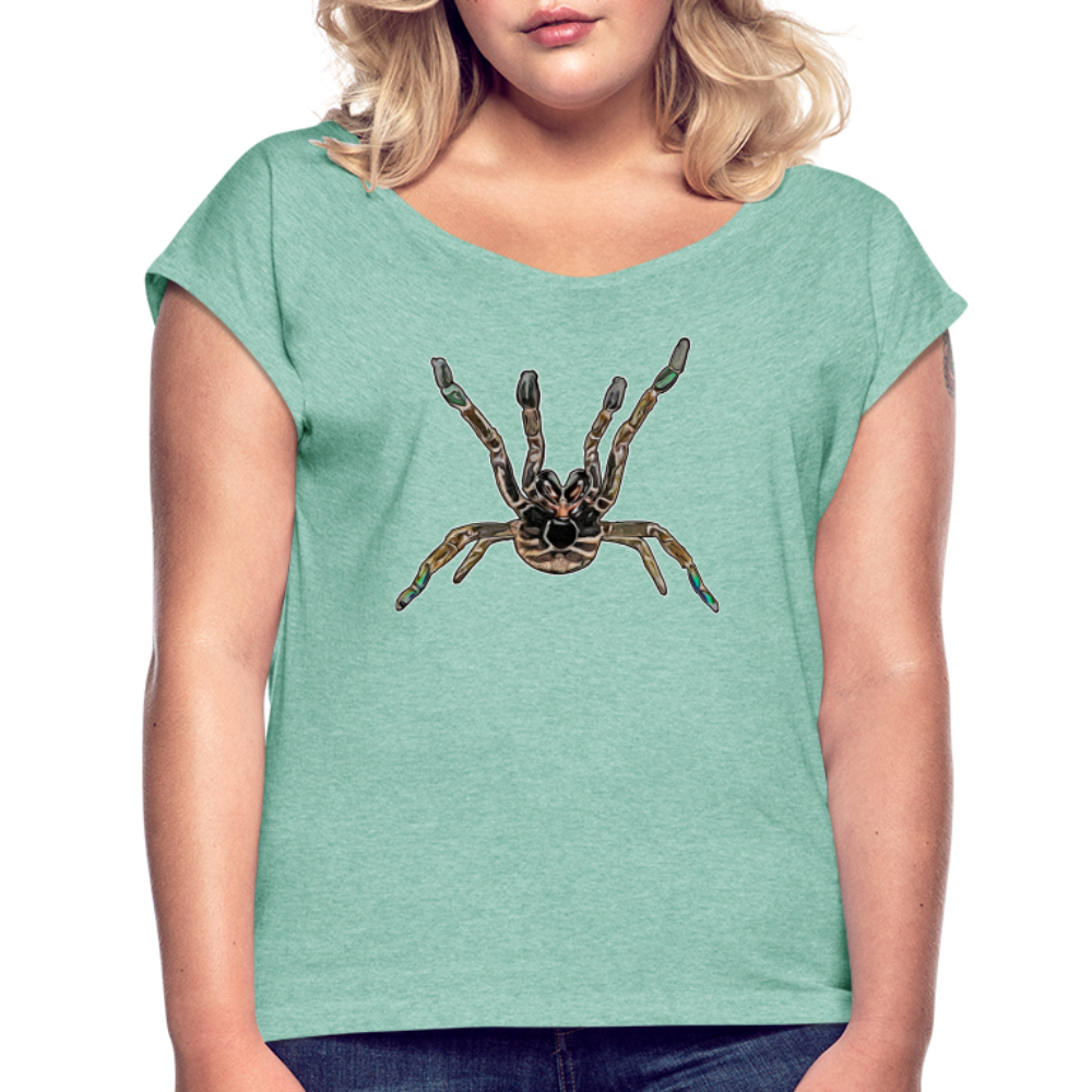 Frauen T-Shirt mit gerollten Ärmeln Pterinochilus murinus tcf - Minze meliert
