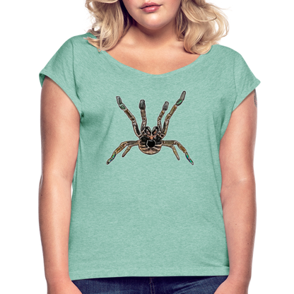 Frauen T-Shirt mit gerollten Ärmeln Pterinochilus murinus tcf - Minze meliert