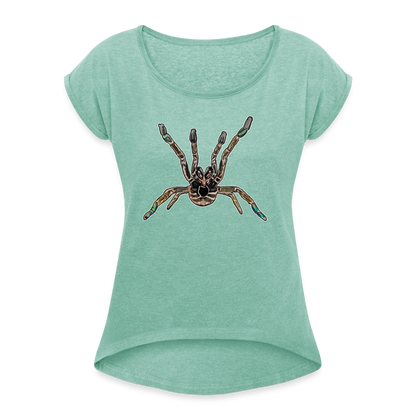 Frauen T-Shirt mit gerollten Ärmeln Pterinochilus murinus tcf - Minze meliert