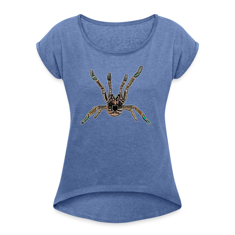 Frauen T-Shirt mit gerollten Ärmeln Pterinochilus murinus tcf - Denim meliert