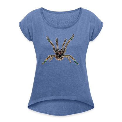 Frauen T-Shirt mit gerollten Ärmeln Pterinochilus murinus tcf - Denim meliert