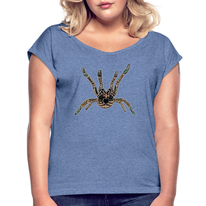 Frauen T-Shirt mit gerollten Ärmeln Pterinochilus murinus tcf - Denim meliert