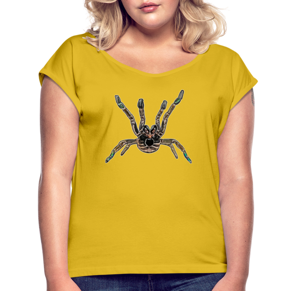 Frauen T-Shirt mit gerollten Ärmeln Pterinochilus murinus tcf - Senfgelb