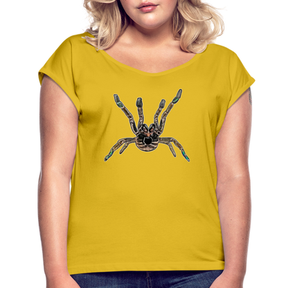 Frauen T-Shirt mit gerollten Ärmeln Pterinochilus murinus tcf - Senfgelb