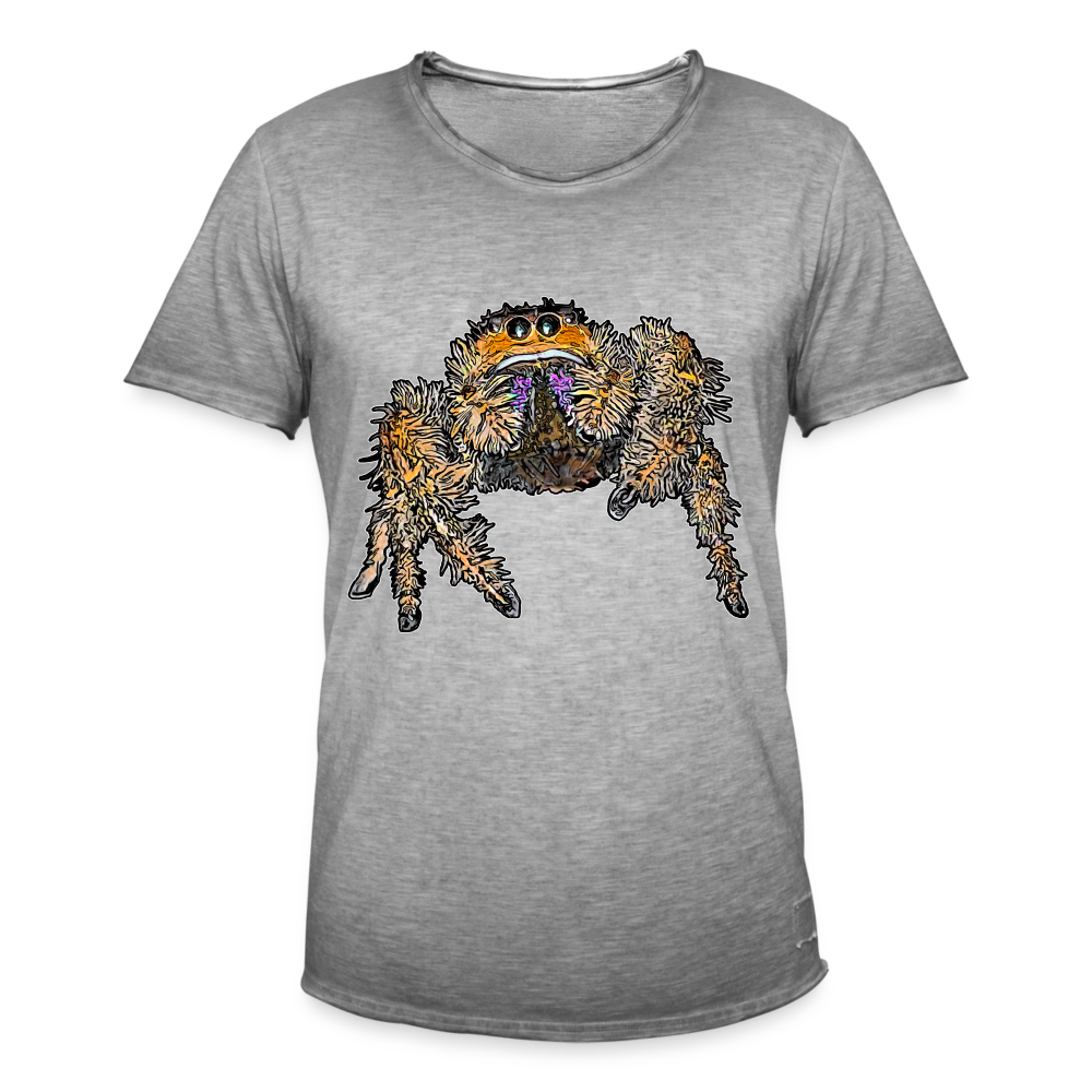 Männer Vintage T-Shirt Phidippus regius Everglades female - Vintage Grau