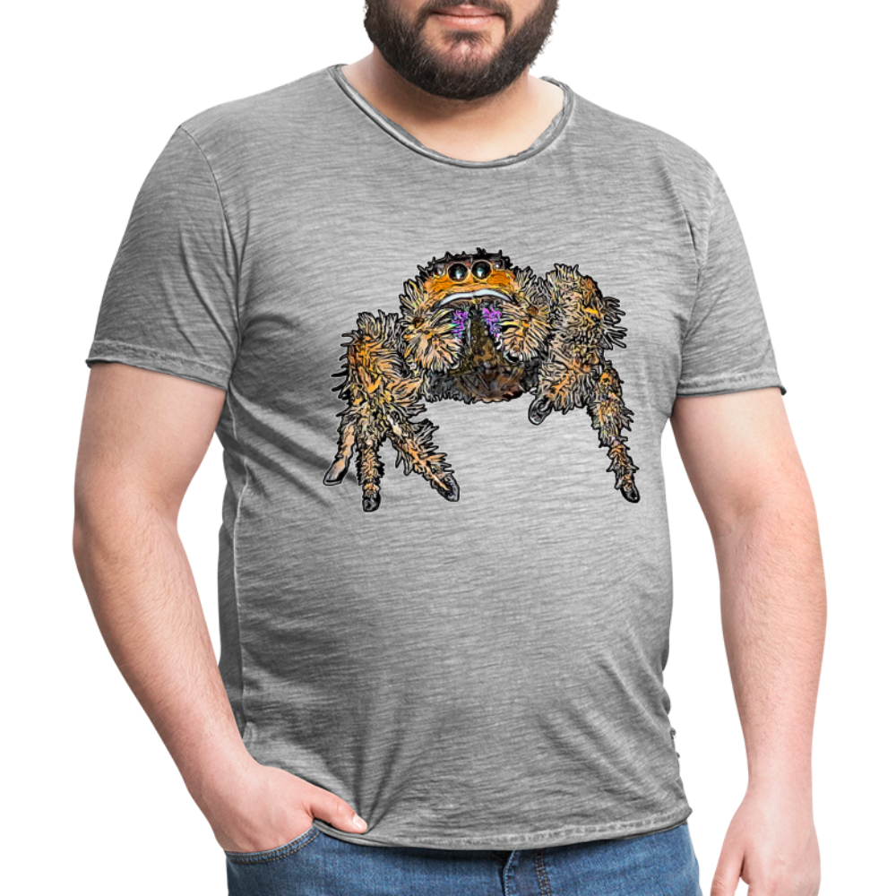 Männer Vintage T-Shirt Phidippus regius Everglades female - Vintage Grau