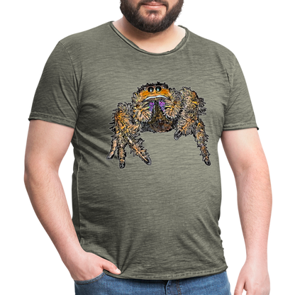 Männer Vintage T-Shirt Phidippus regius Everglades female - Vintage Khaki