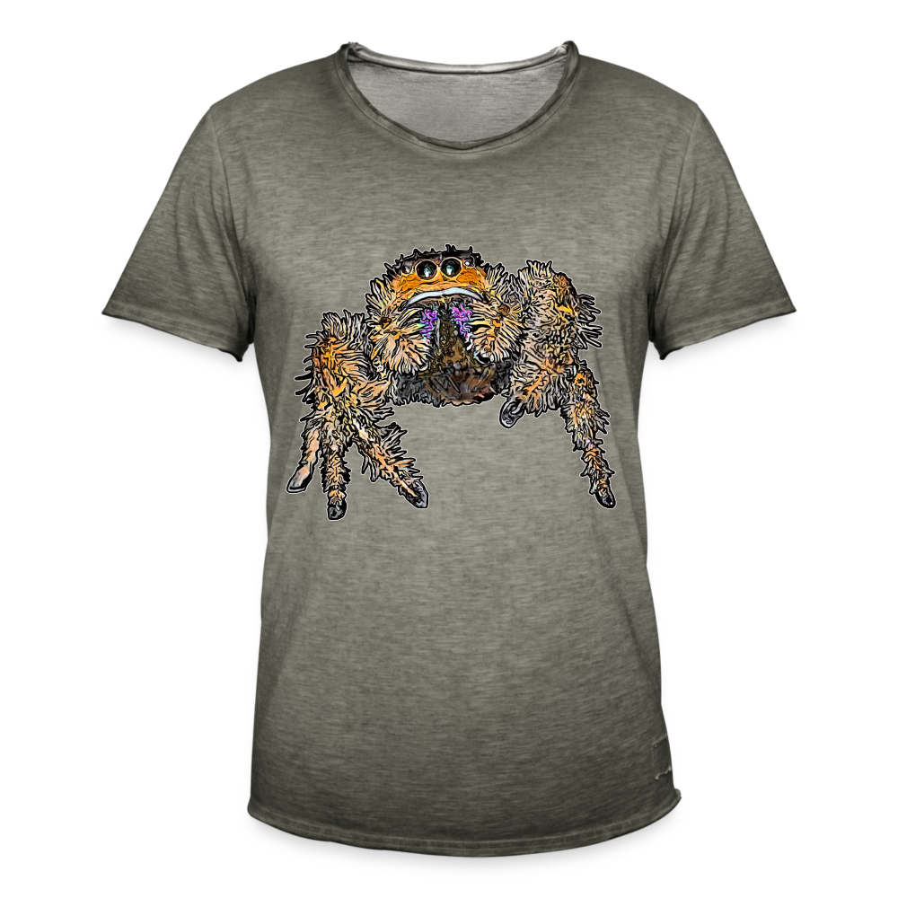 Männer Vintage T-Shirt Phidippus regius Everglades female - Vintage Khaki