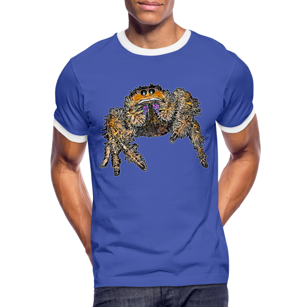 Männer Kontrast-T-Shirt Phidippus regius Everglades female - Blau/Weiß