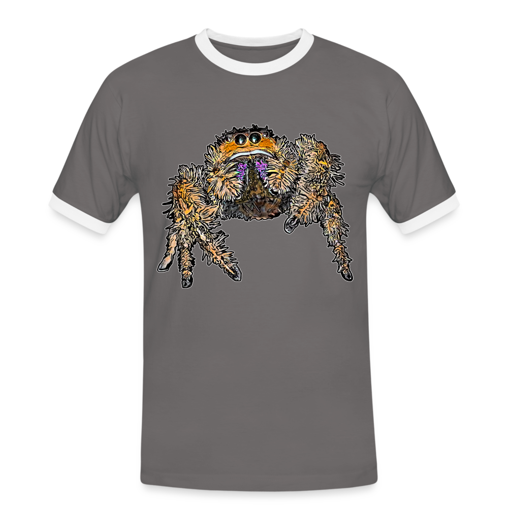 Männer Kontrast-T-Shirt Phidippus regius Everglades female - Dunkelgrau/Weiß