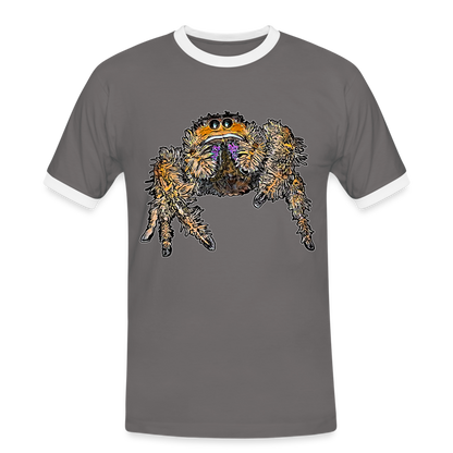 Männer Kontrast-T-Shirt Phidippus regius Everglades female - Dunkelgrau/Weiß