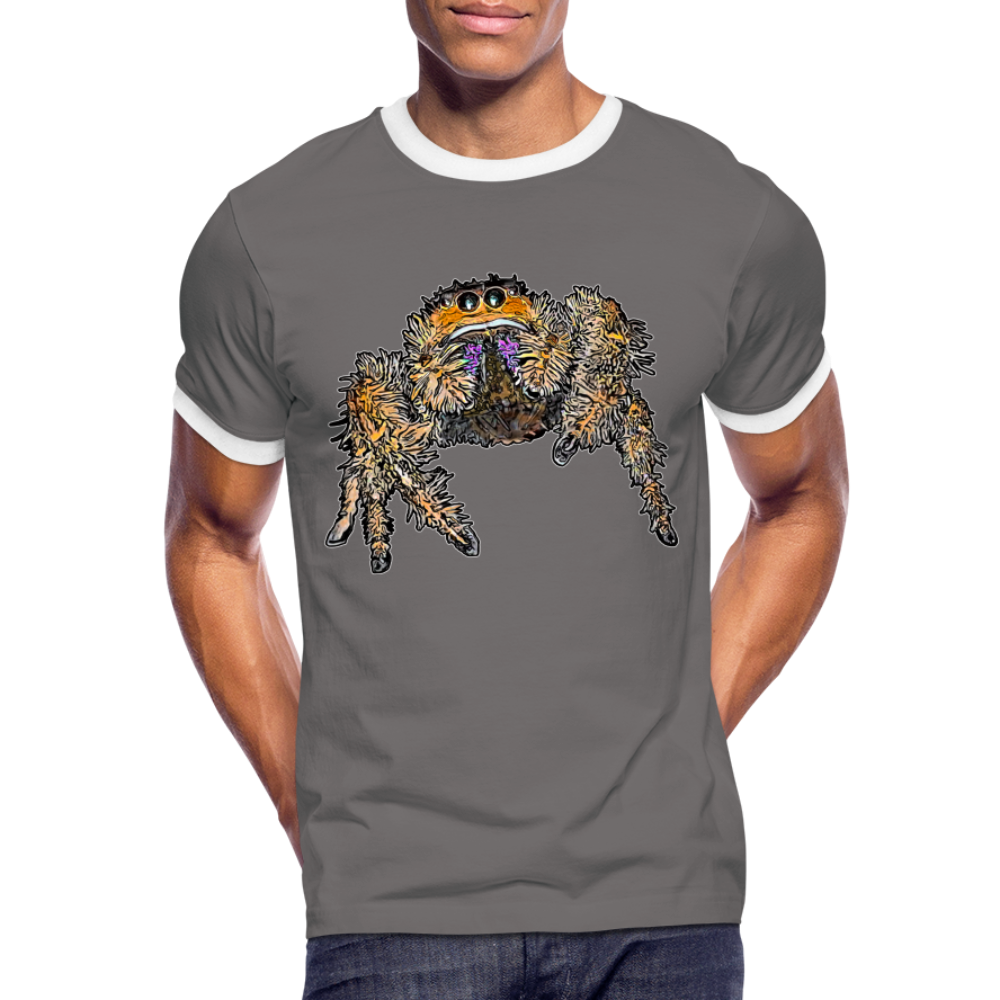 Männer Kontrast-T-Shirt Phidippus regius Everglades female - Dunkelgrau/Weiß