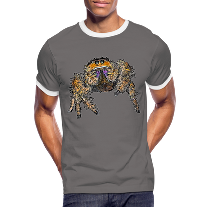 Männer Kontrast-T-Shirt Phidippus regius Everglades female - Dunkelgrau/Weiß