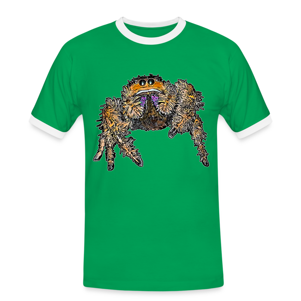 Männer Kontrast-T-Shirt Phidippus regius Everglades female - Kelly Green/Weiß