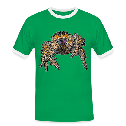 Männer Kontrast-T-Shirt Phidippus regius Everglades female - Kelly Green/Weiß