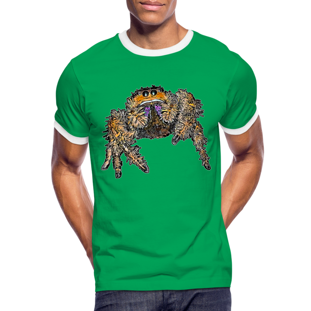 Männer Kontrast-T-Shirt Phidippus regius Everglades female - Kelly Green/Weiß