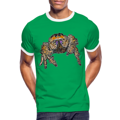 Männer Kontrast-T-Shirt Phidippus regius Everglades female - Kelly Green/Weiß