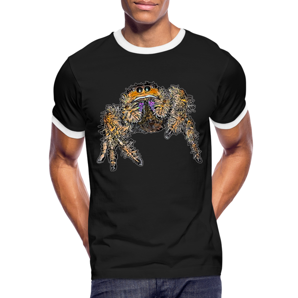 Männer Kontrast-T-Shirt Phidippus regius Everglades female - Schwarz/Weiß