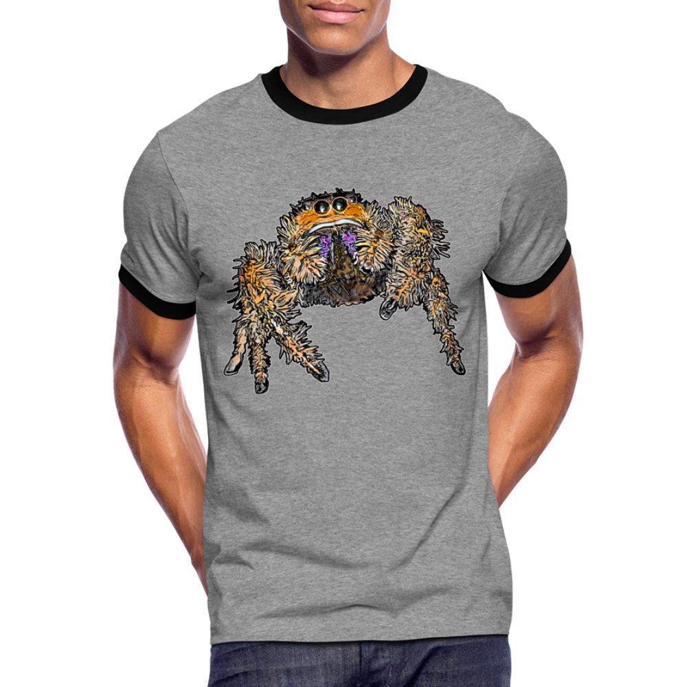 Männer Kontrast-T-Shirt Phidippus regius Everglades female - Grau meliert/Schwarz