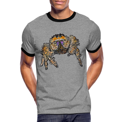 Männer Kontrast-T-Shirt Phidippus regius Everglades female - Grau meliert/Schwarz