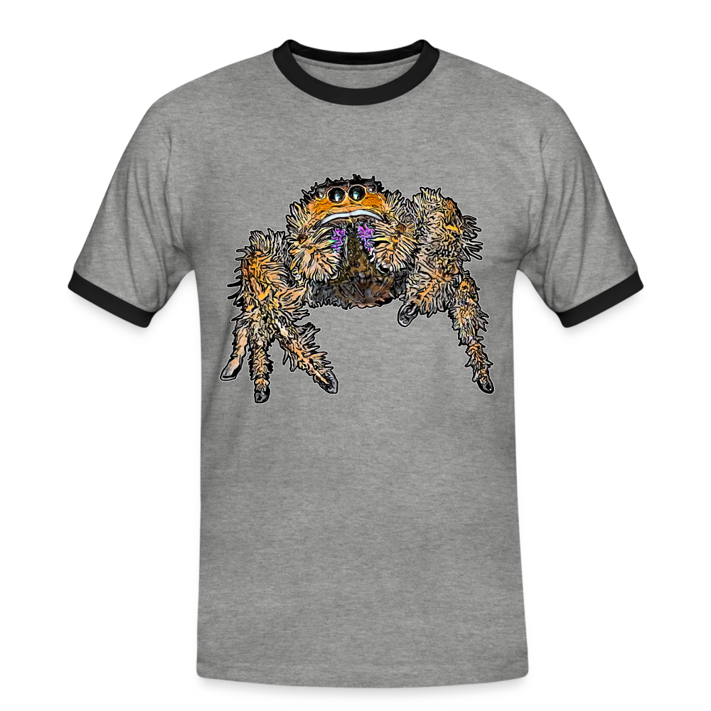 Männer Kontrast-T-Shirt Phidippus regius Everglades female - Grau meliert/Schwarz