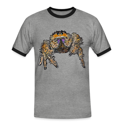 Männer Kontrast-T-Shirt Phidippus regius Everglades female - Grau meliert/Schwarz