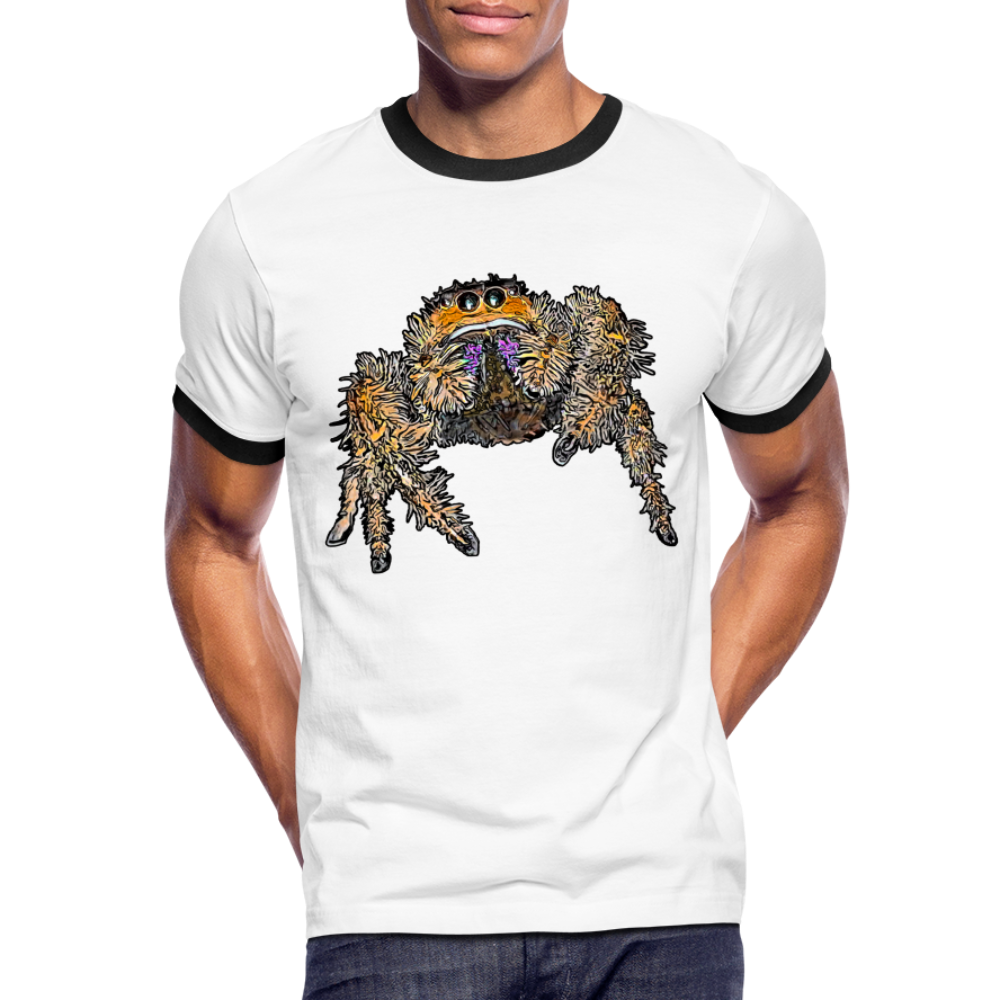 Männer Kontrast-T-Shirt Phidippus regius Everglades female - Weiß/Schwarz