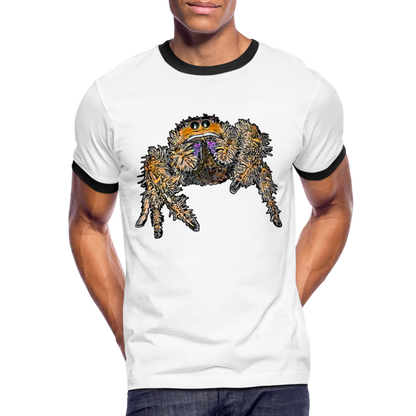Männer Kontrast-T-Shirt Phidippus regius Everglades female - Weiß/Schwarz