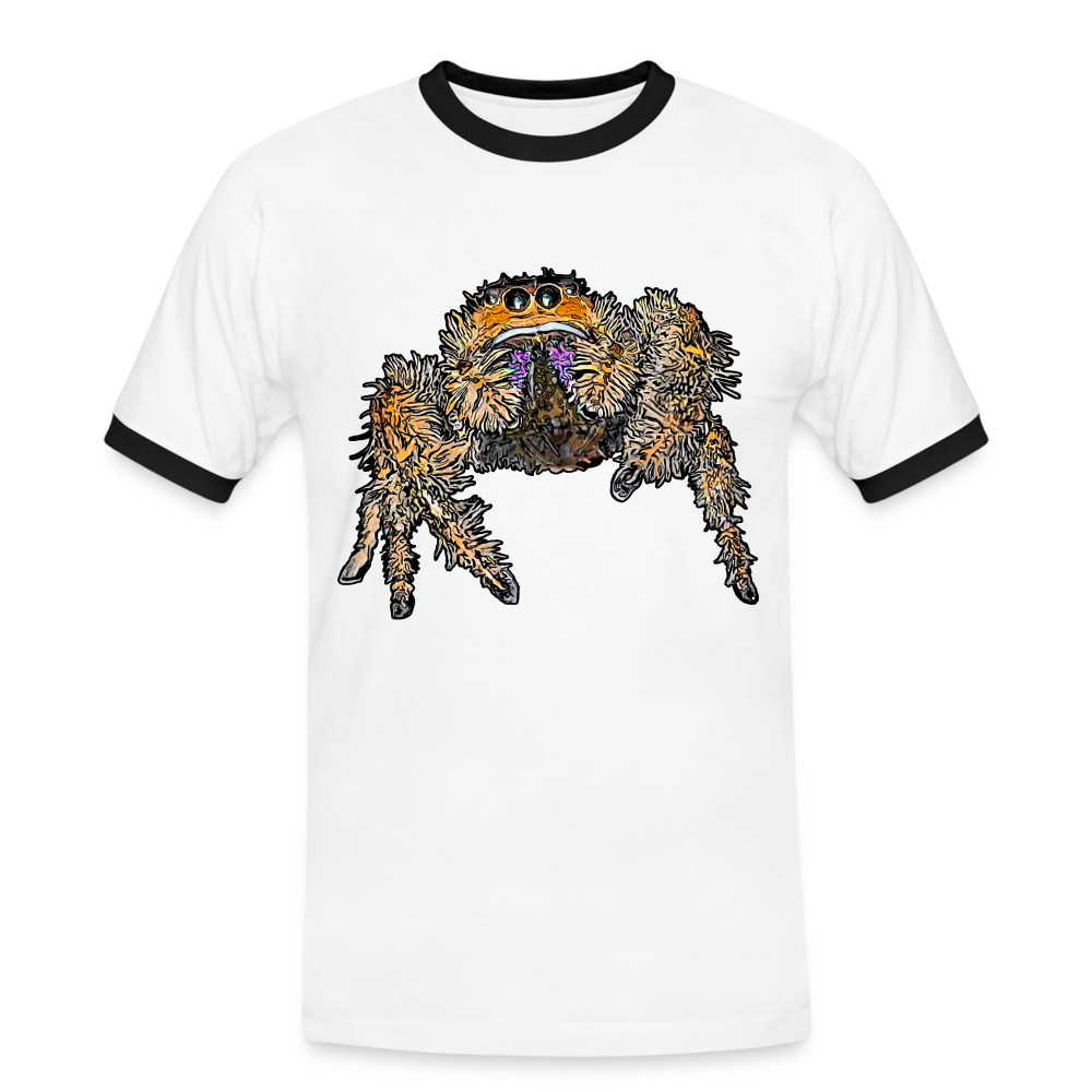 Männer Kontrast-T-Shirt Phidippus regius Everglades female - Weiß/Schwarz