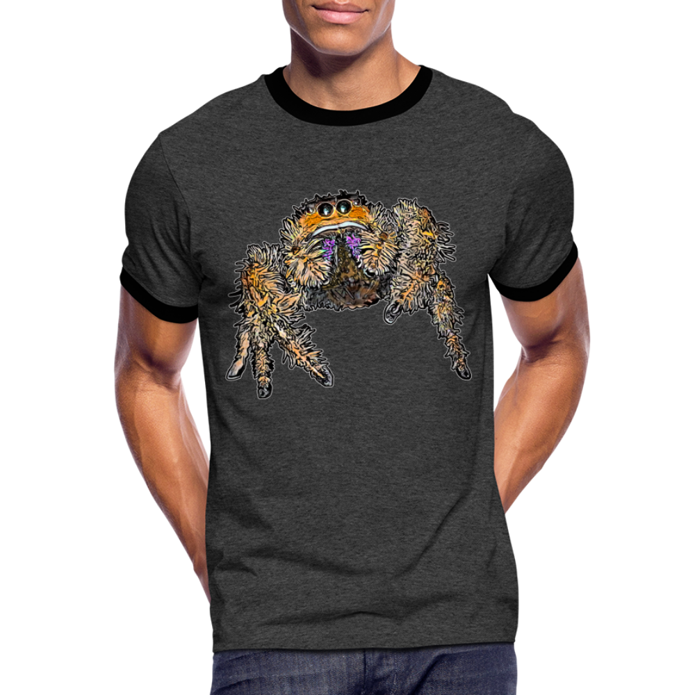 Männer Kontrast-T-Shirt Phidippus regius Everglades female - Anthrazit/Schwarz