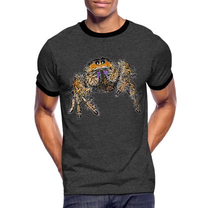 Männer Kontrast-T-Shirt Phidippus regius Everglades female - Anthrazit/Schwarz