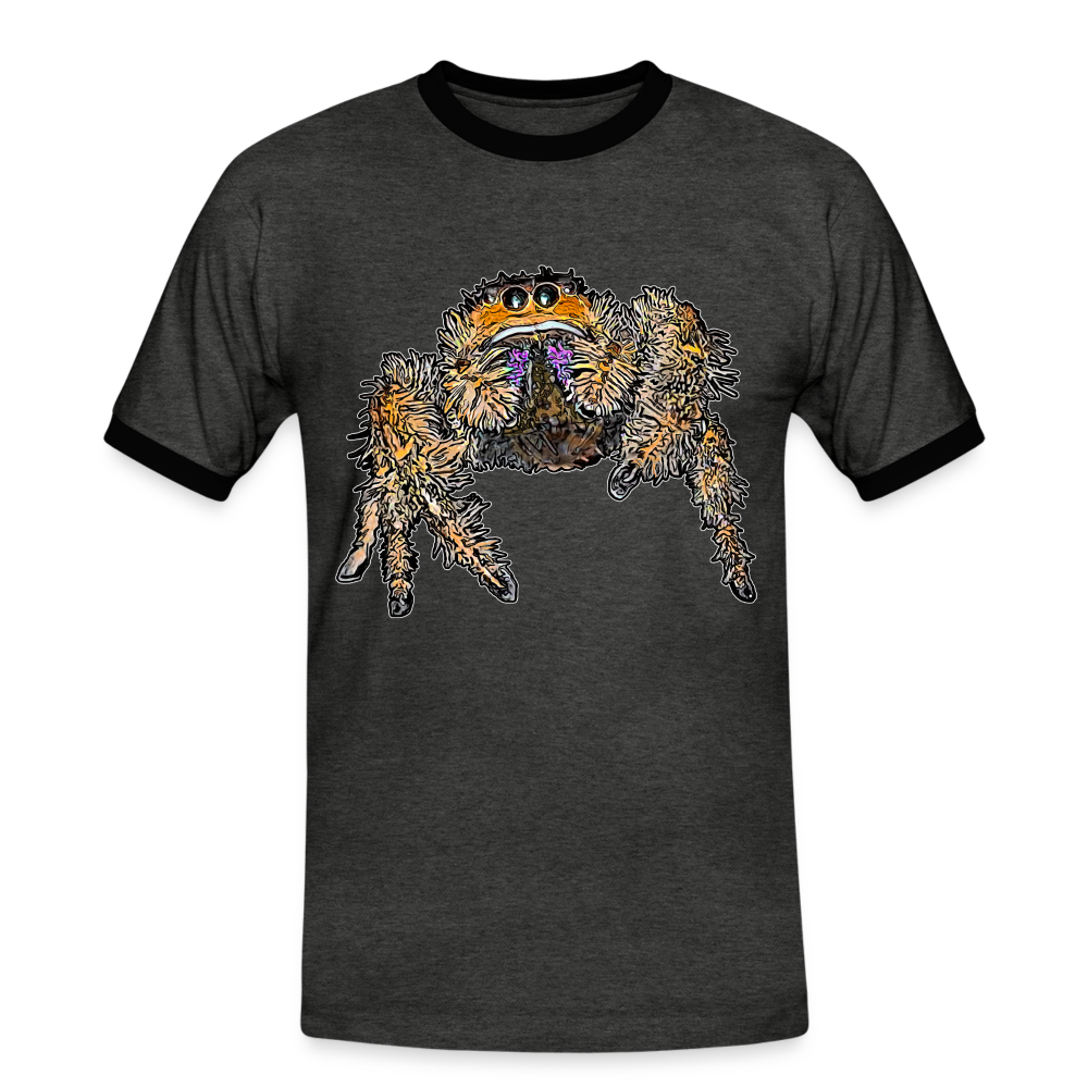 Männer Kontrast-T-Shirt Phidippus regius Everglades female - Anthrazit/Schwarz