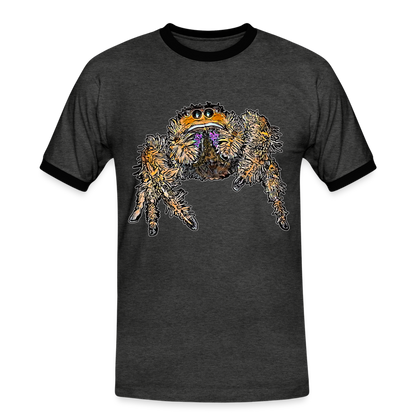 Männer Kontrast-T-Shirt Phidippus regius Everglades female - Anthrazit/Schwarz