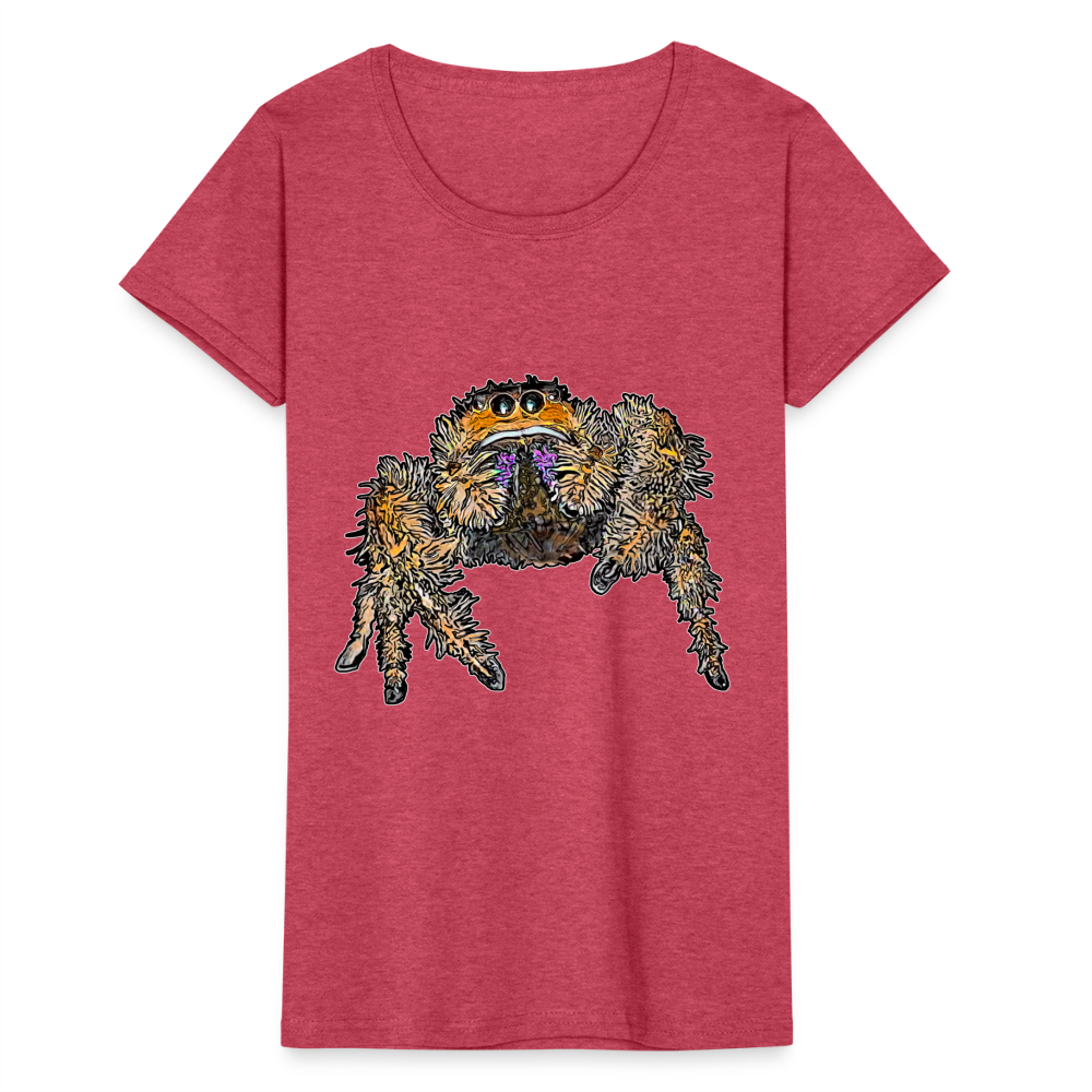 Frauen Fruit of the Loom T-Shirt Phidippus regius Everglades female - Rot meliert