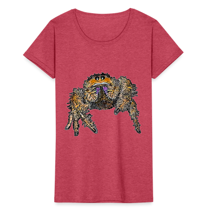 Frauen Fruit of the Loom T-Shirt Phidippus regius Everglades female - Rot meliert