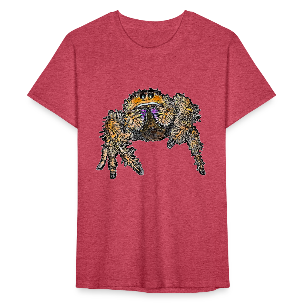 Männer Fruit of the Loom T-Shirt Phidippus regius Everglades female - Rot meliert