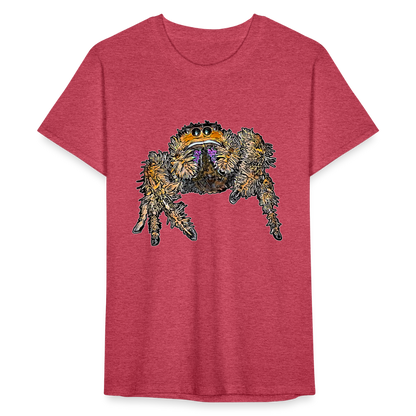 Männer Fruit of the Loom T-Shirt Phidippus regius Everglades female - Rot meliert