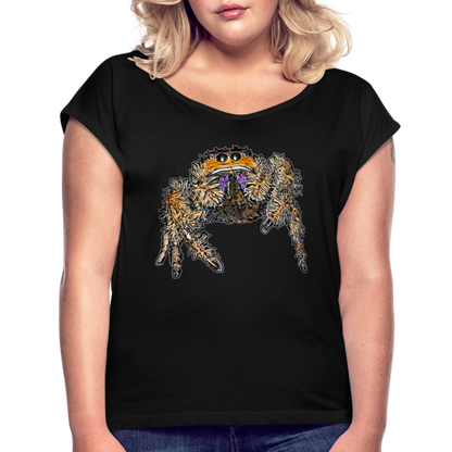 Frauen T-Shirt mit gerollten Ärmeln Phidippus regius Everglades female - Schwarz