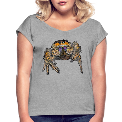 Frauen T-Shirt mit gerollten Ärmeln Phidippus regius Everglades female - Grau meliert