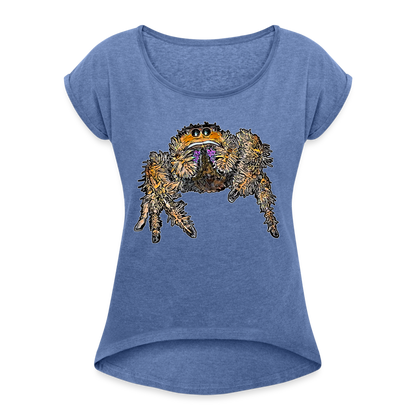 Frauen T-Shirt mit gerollten Ärmeln Phidippus regius Everglades female - Denim meliert
