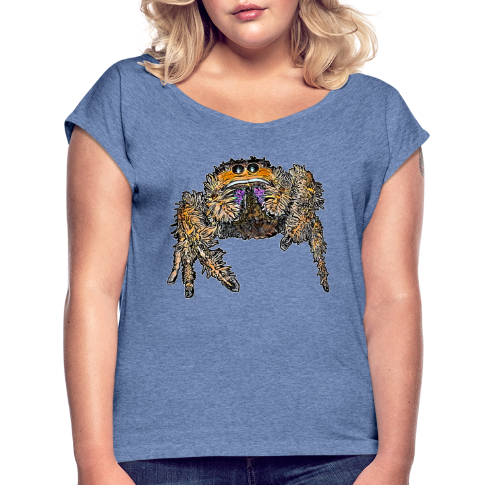Frauen T-Shirt mit gerollten Ärmeln Phidippus regius Everglades female - Denim meliert