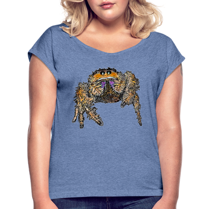 Frauen T-Shirt mit gerollten Ärmeln Phidippus regius Everglades female - Denim meliert