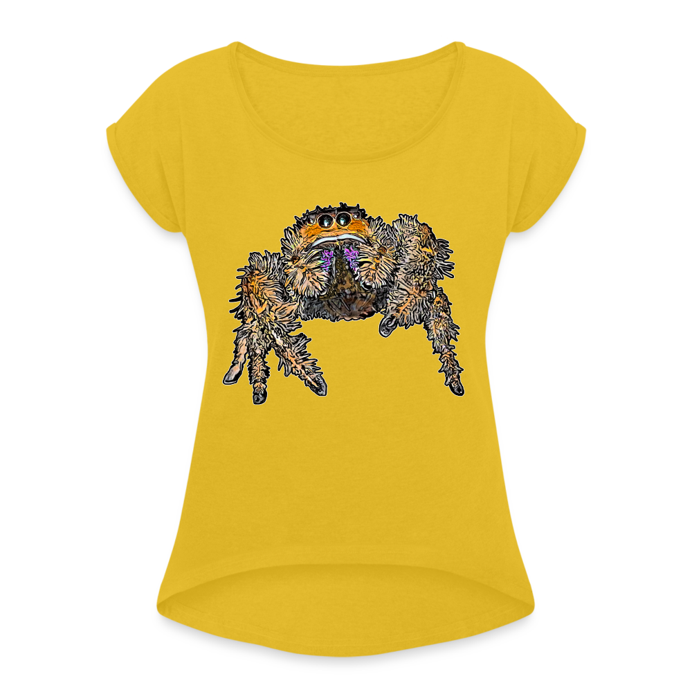 Frauen T-Shirt mit gerollten Ärmeln Phidippus regius Everglades female - Senfgelb