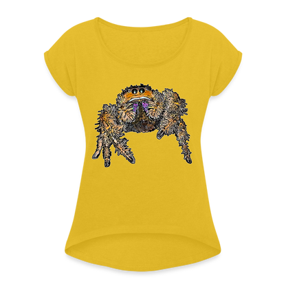 Frauen T-Shirt mit gerollten Ärmeln Phidippus regius Everglades female - Senfgelb