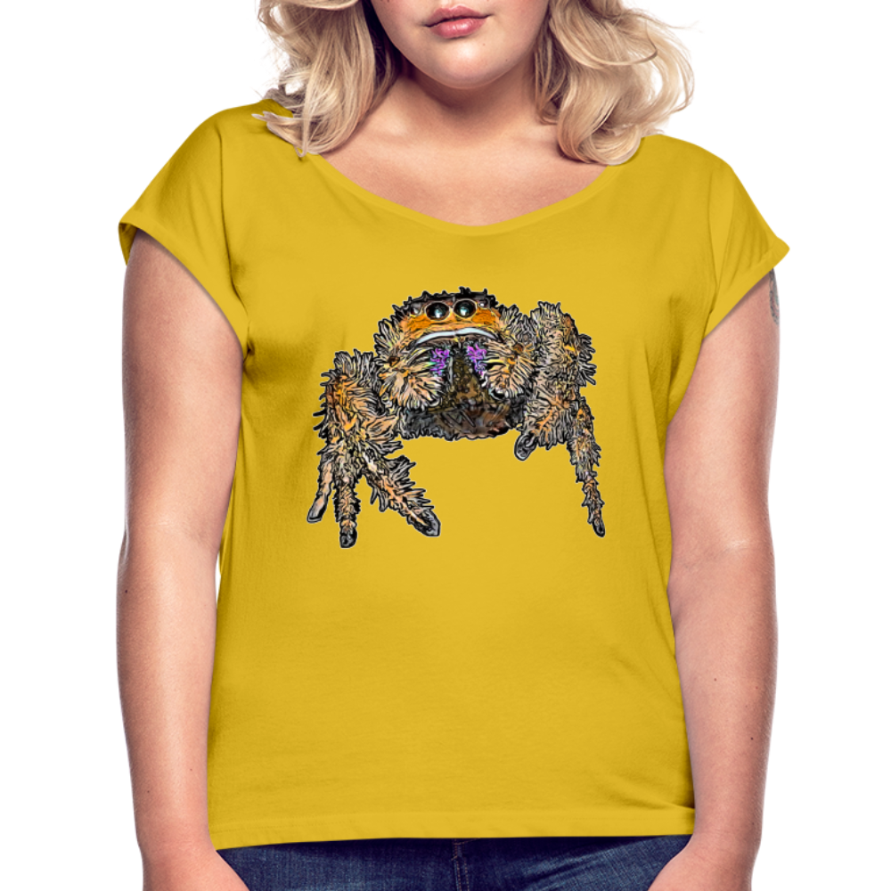 Frauen T-Shirt mit gerollten Ärmeln Phidippus regius Everglades female - Senfgelb